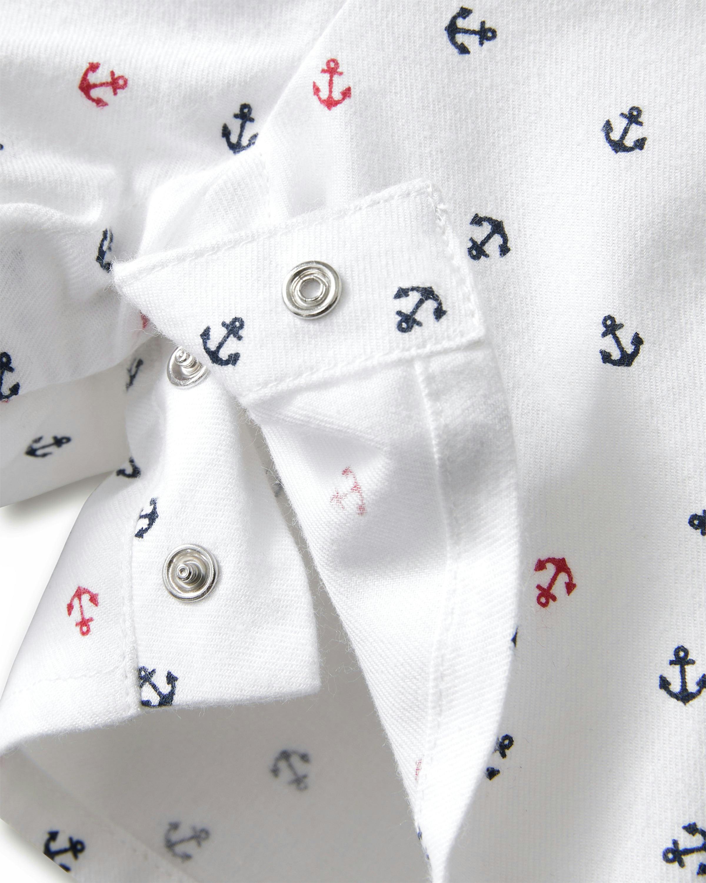 Baby's Twill Summer Romper in Anchors Away White