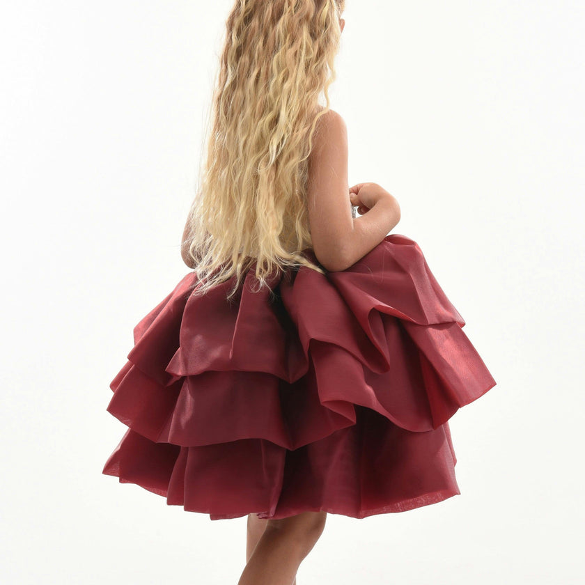 Burgundy Ladera Tiered Ruffle Dress