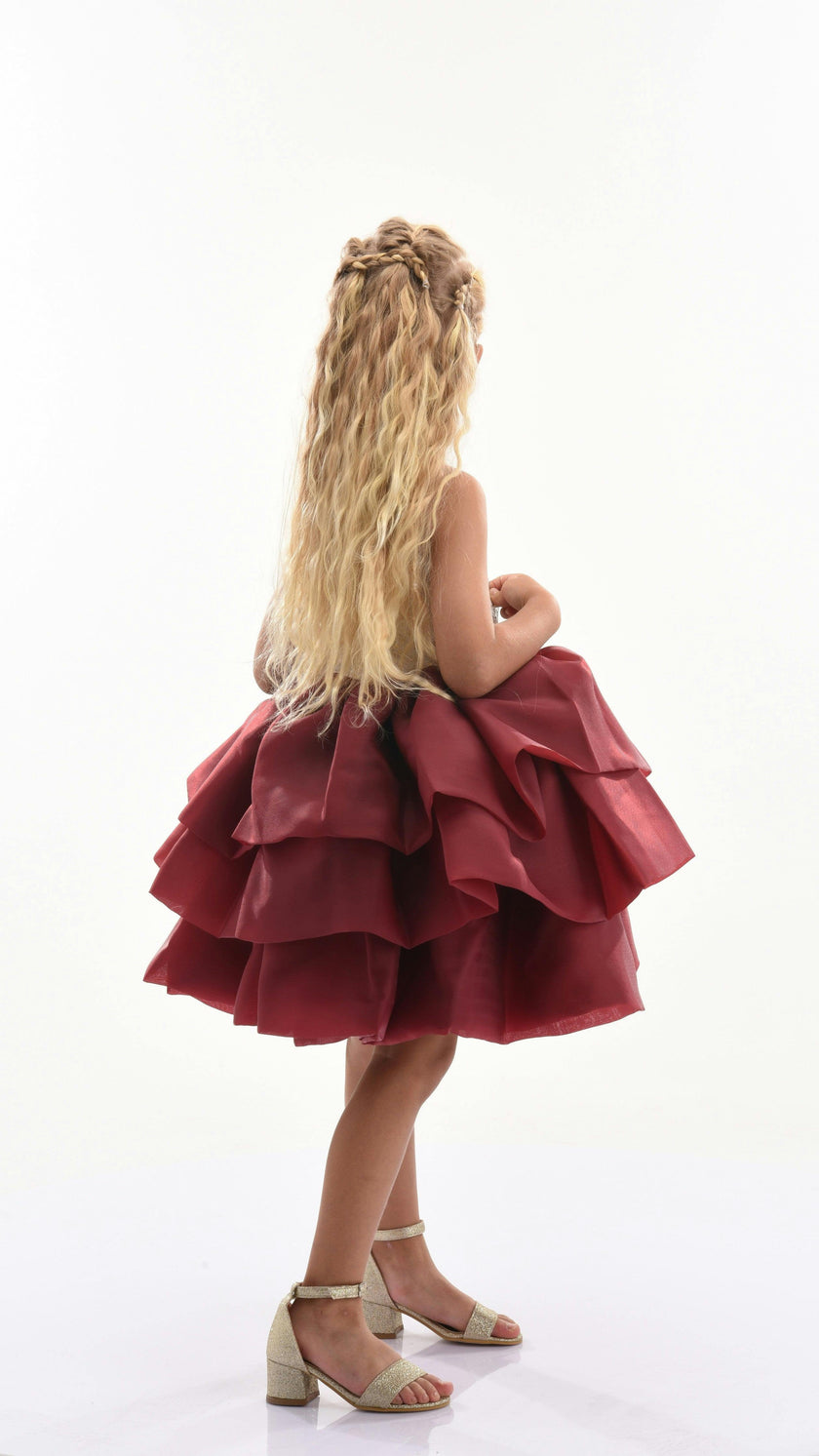 Burgundy Ladera Tiered Ruffle Dress