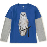 Nihat's Crew Neck Layered Long Sleeve T-Shirt, Blue
