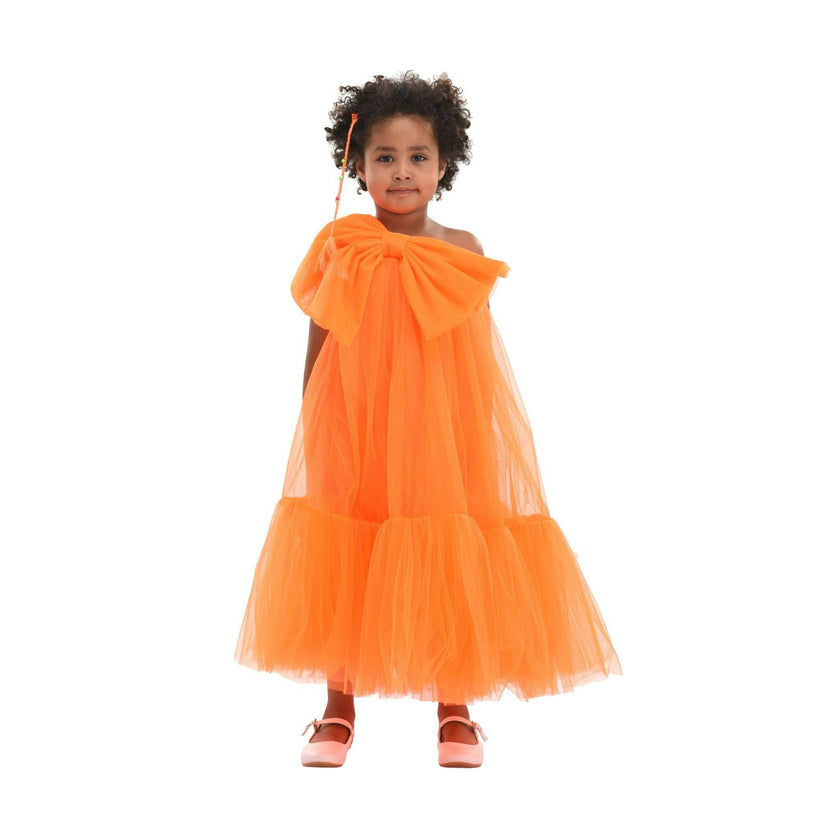 Orange Maggi Neon Bow Tulle Dress