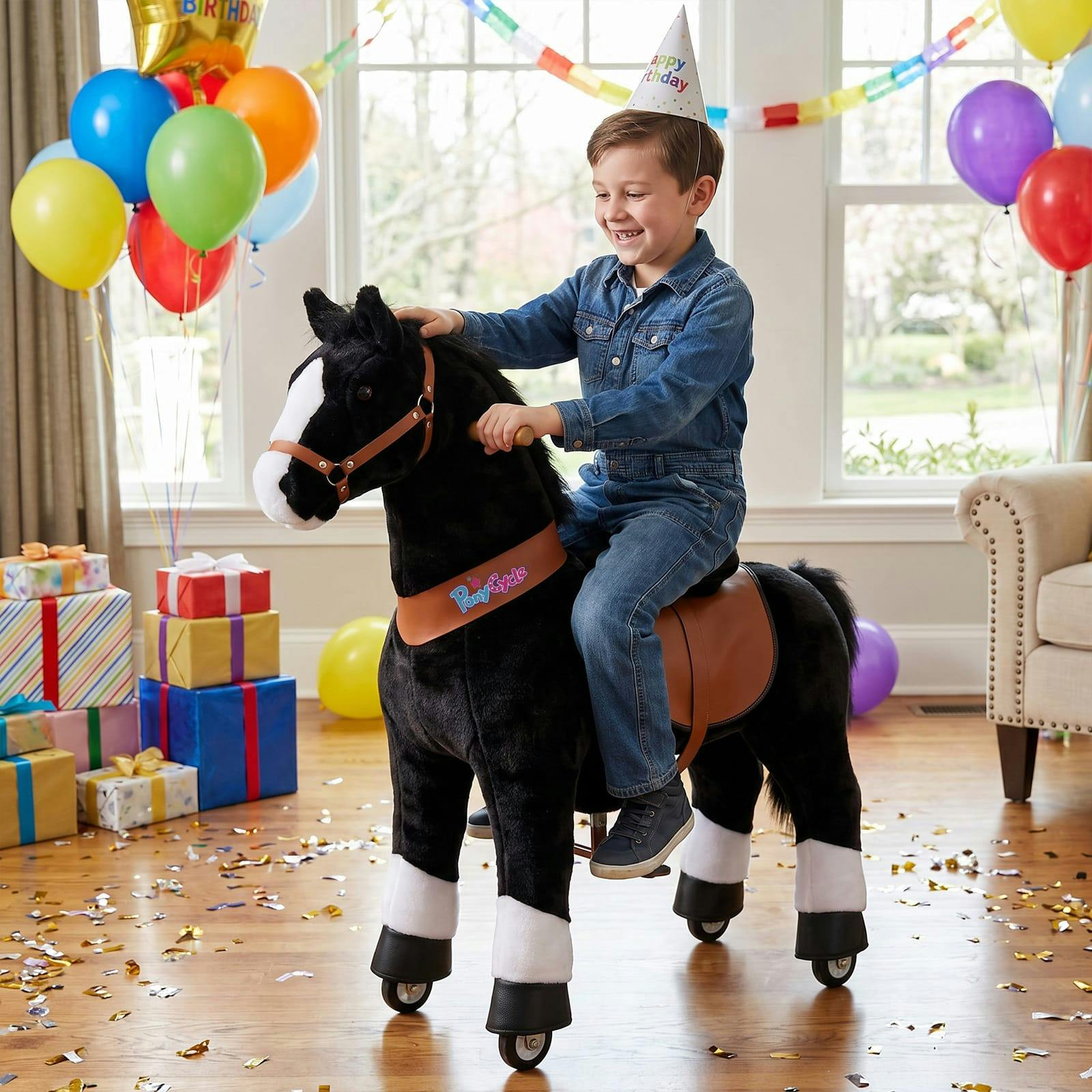 Model U® Horse Ride-On Toy Age 7+ – Black – Maisonette