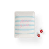 Packed Party Always Write Teacher Trinket Tray and Apple Earring Set – Ceramic Notebook Paper Tray with Red Enamel Apple Stud Earrings, 4.33x5.5 Inch