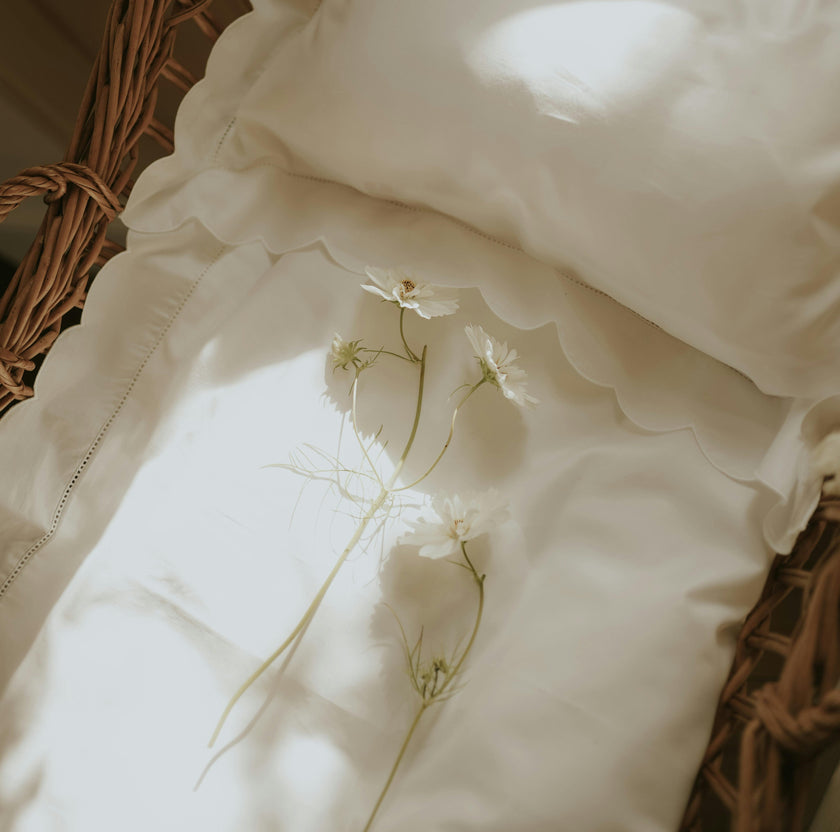 Scalloped Starlight Baby Duvet, White