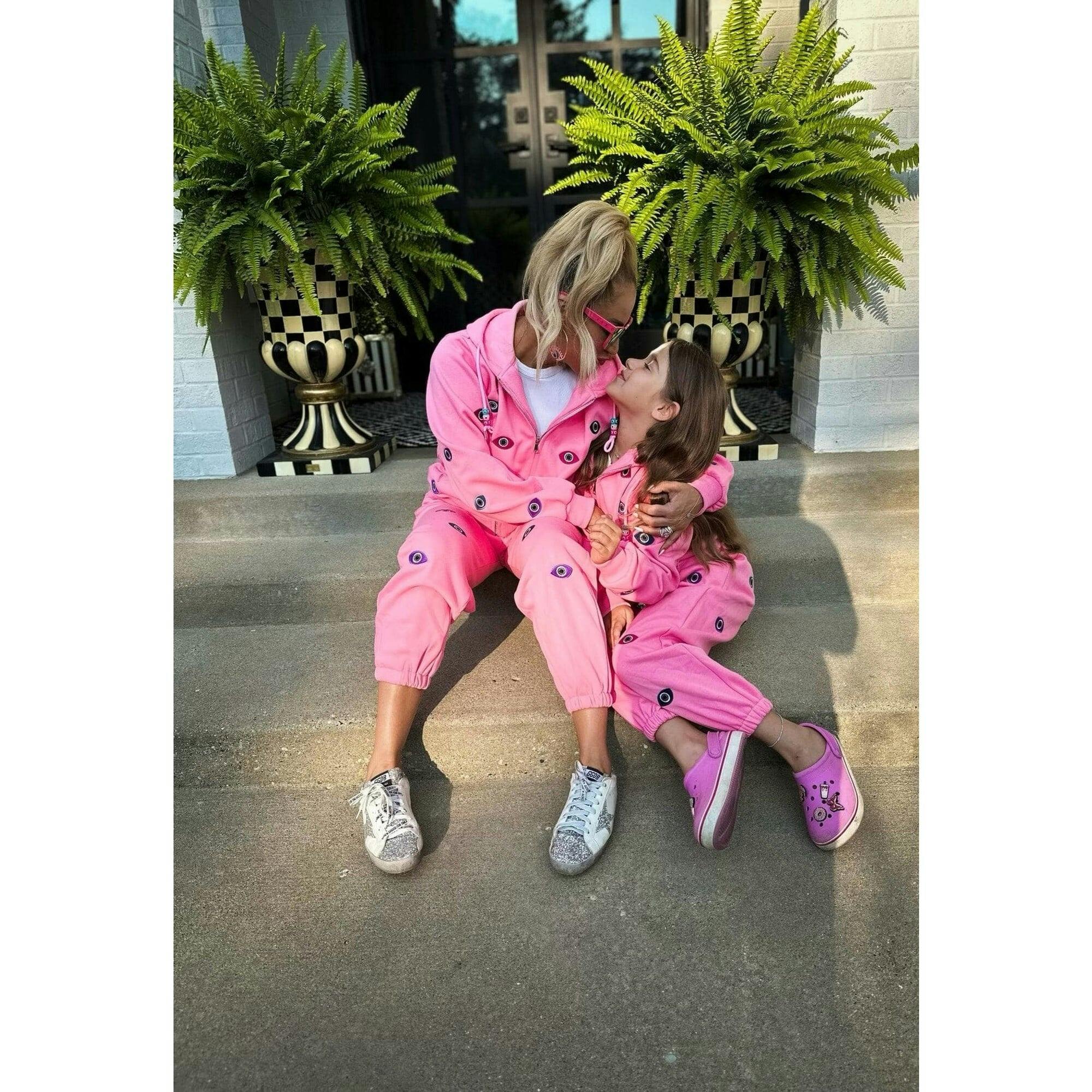Women's Evil Eye Hoodie Set Pink