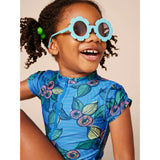 Short Sleeve Zipped Rash Guard One-Piece Swimsuit, Blue