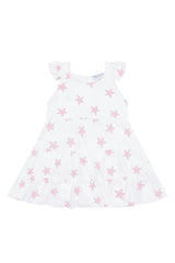 Pink Stars Print Ruffle Dress