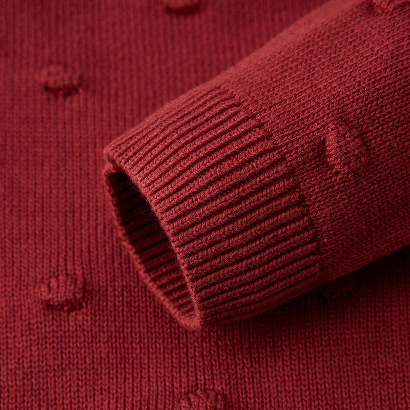 Wine Knit Popcorn Sweater