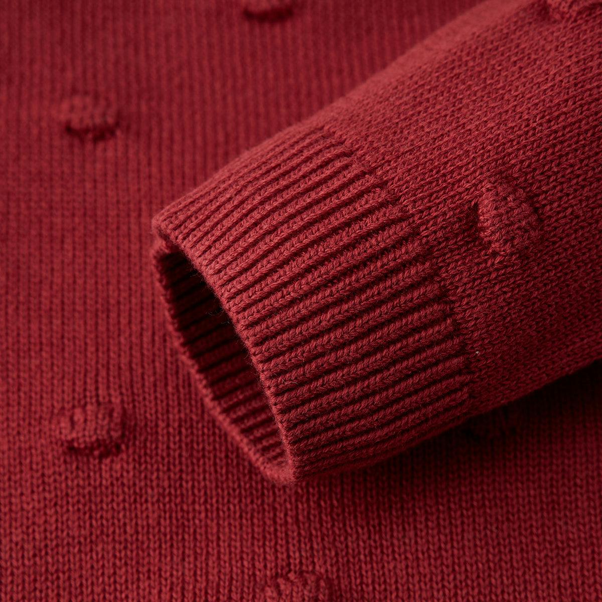 Wine Knit Popcorn Sweater