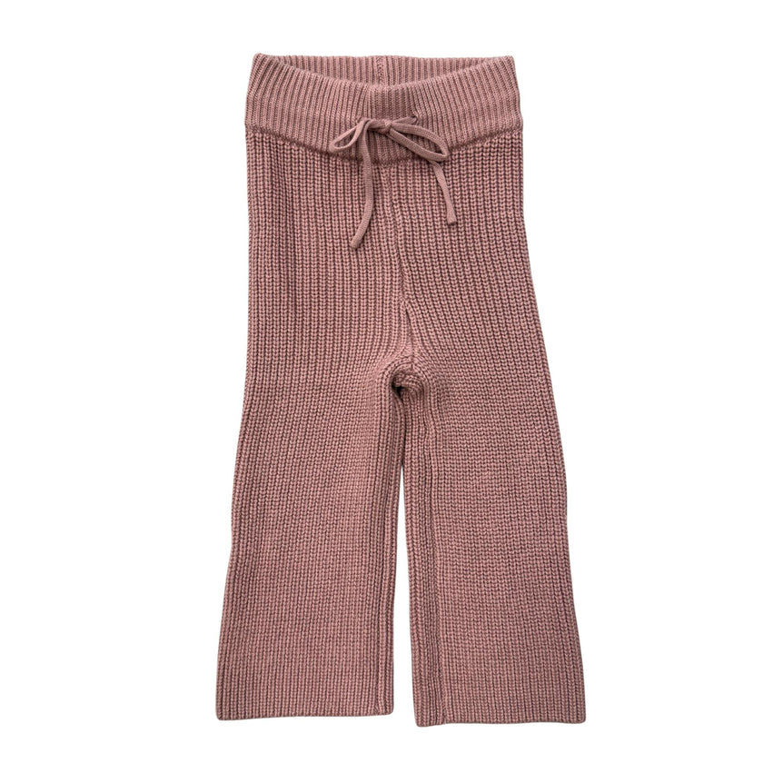 Girls Knit Wide Leg Crop Pants in Rose