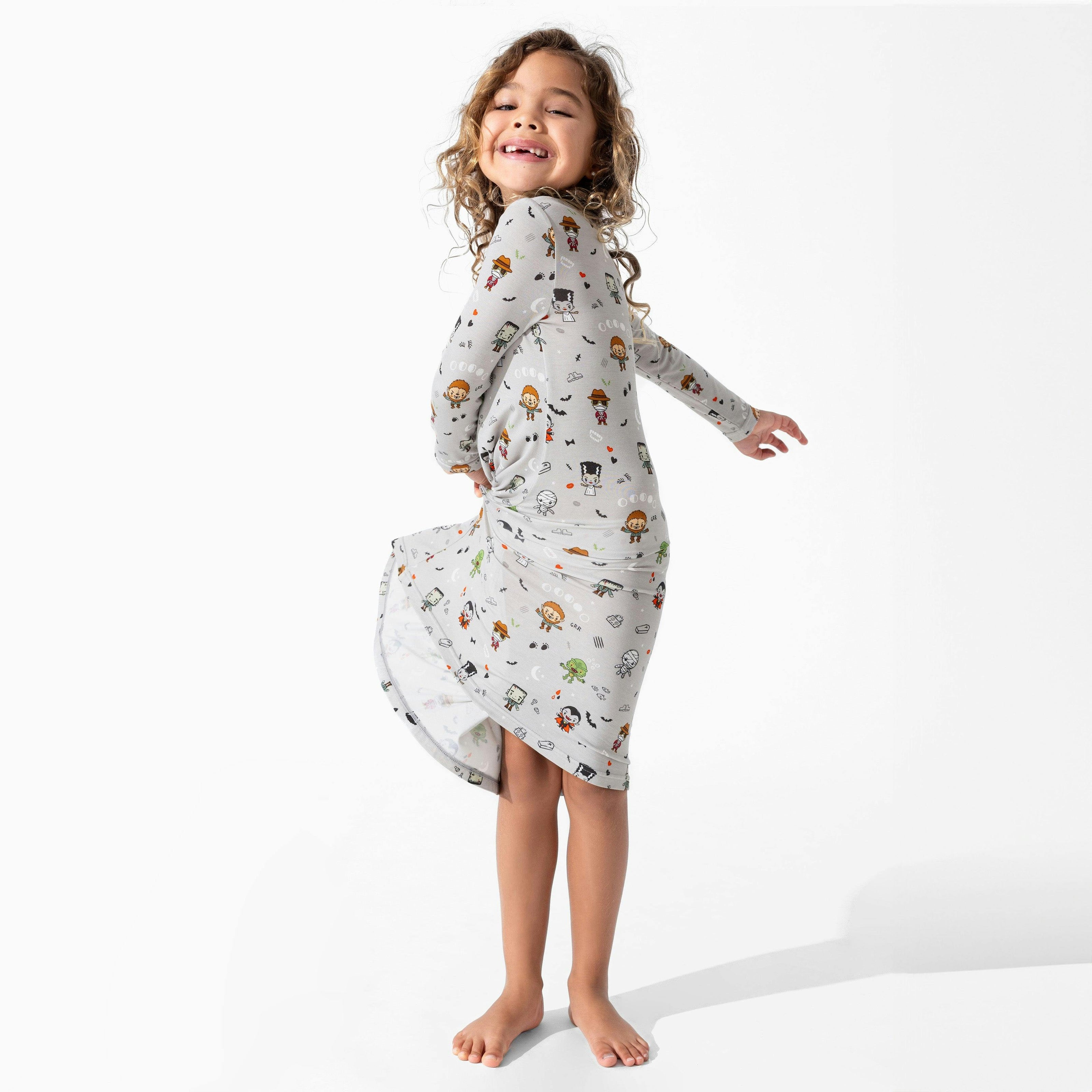 Little Monsters Bamboo Girls' Short Sleeve Dress
