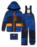Two Piece Play Snowsuit Navy Blue and Orange with Blue Pants