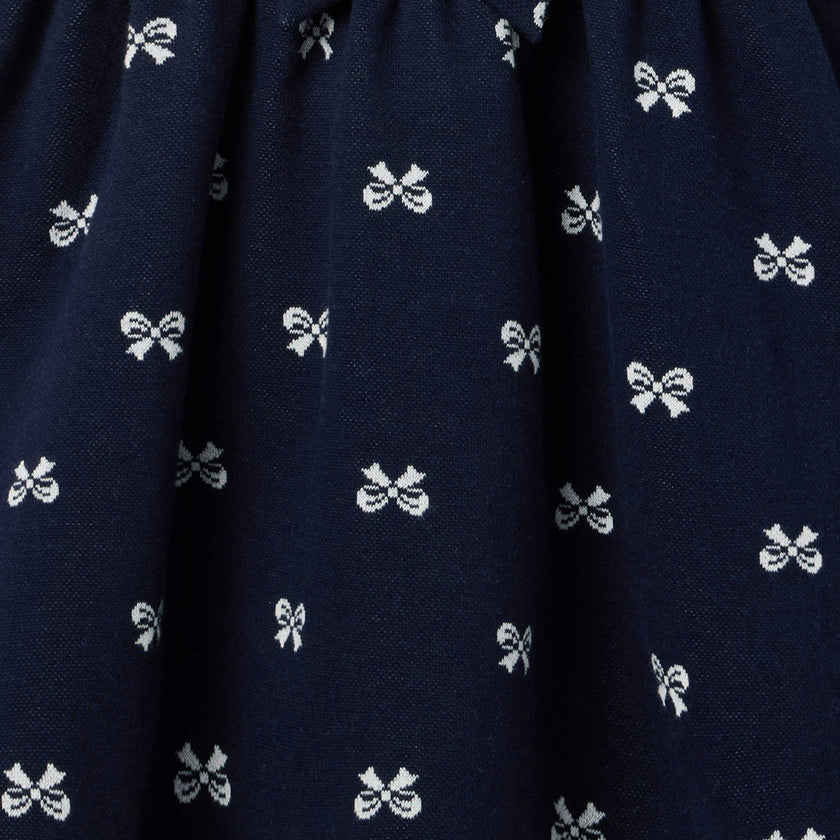 Bow Jacquard Dress, navy blue