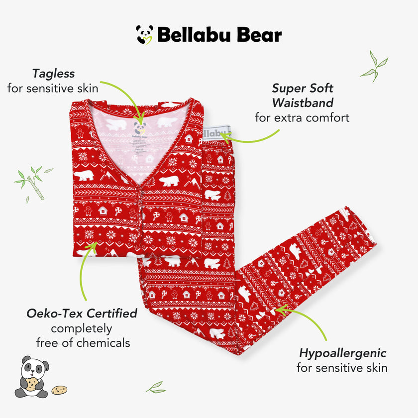 Polar Isle Red Bamboo Women's Pajama Set