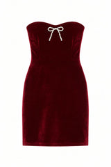 Ella Wine Stretch Velour Dress