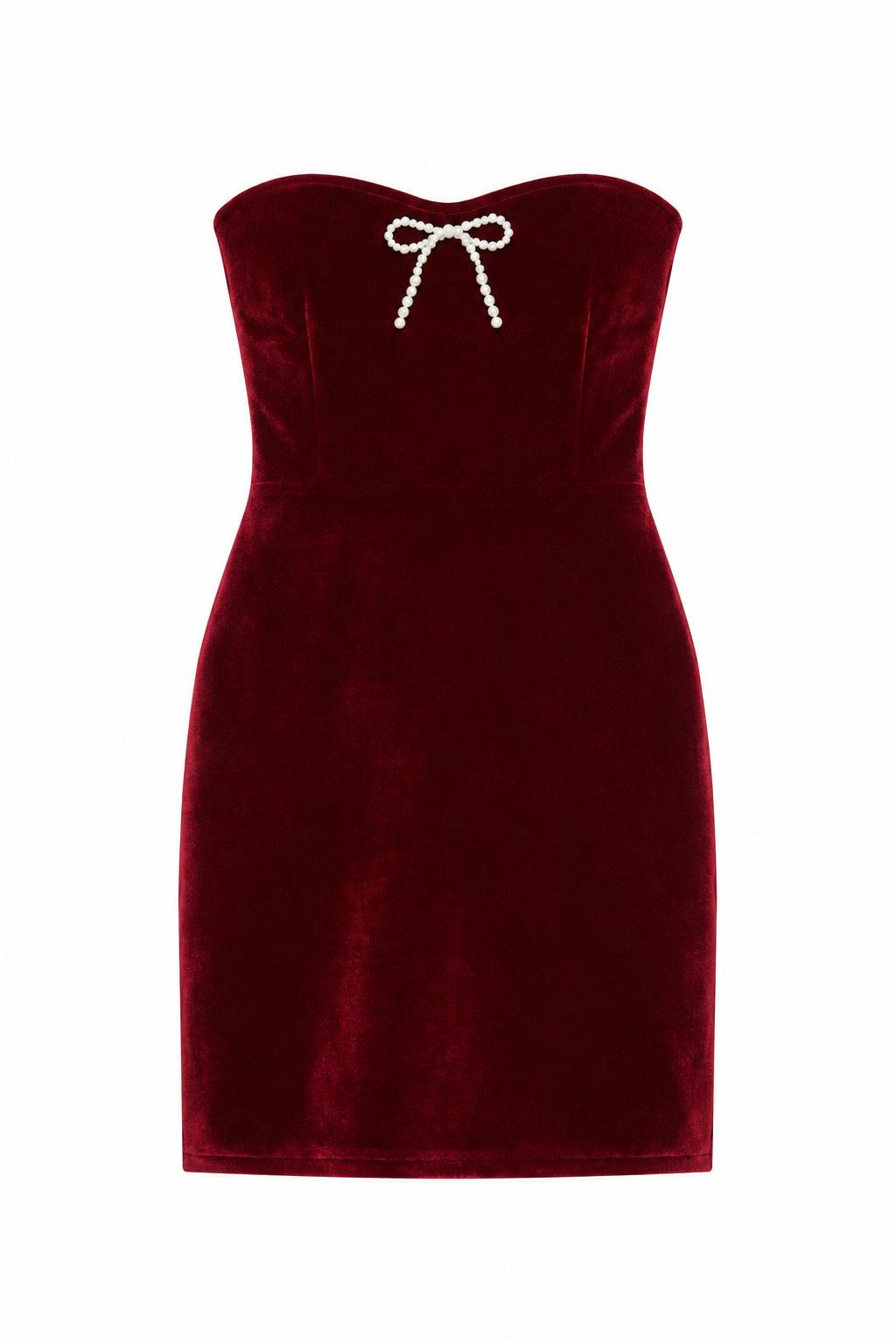 Ella Wine Stretch Velour Dress
