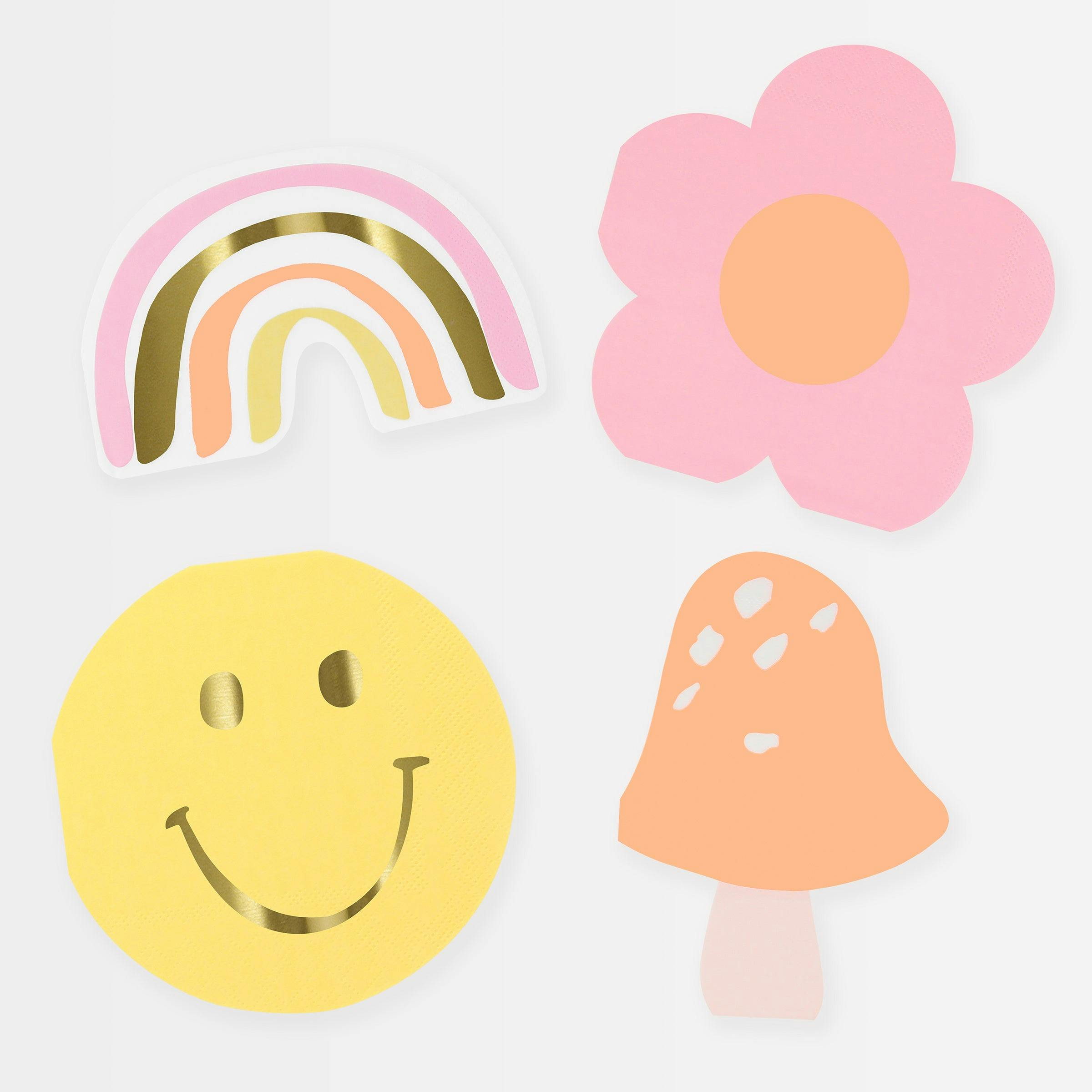 Happy Face Icons Shaped Napkins