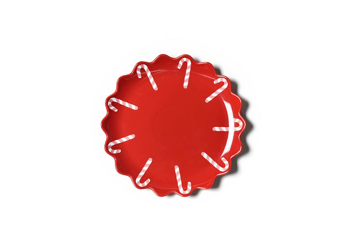 Red Candy Cane Scallop Dinner Plate