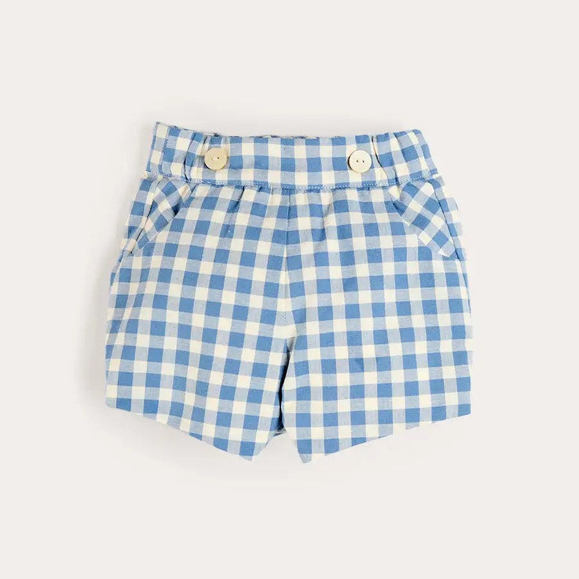 Darby Gingham Button Detail Bloomers in Blue (3mths-3yrs)