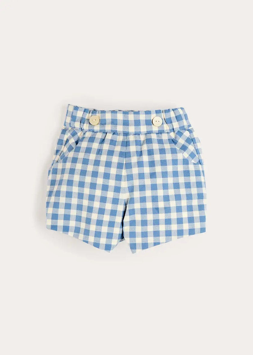 Darby Gingham Button Detail Bloomers in Blue (3mths-3yrs)