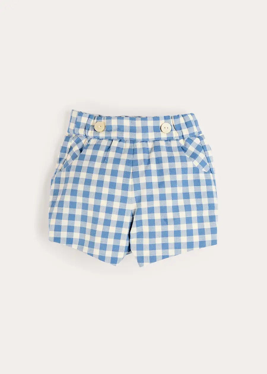Darby Gingham Button Detail Bloomers in Blue (3mths-3yrs)