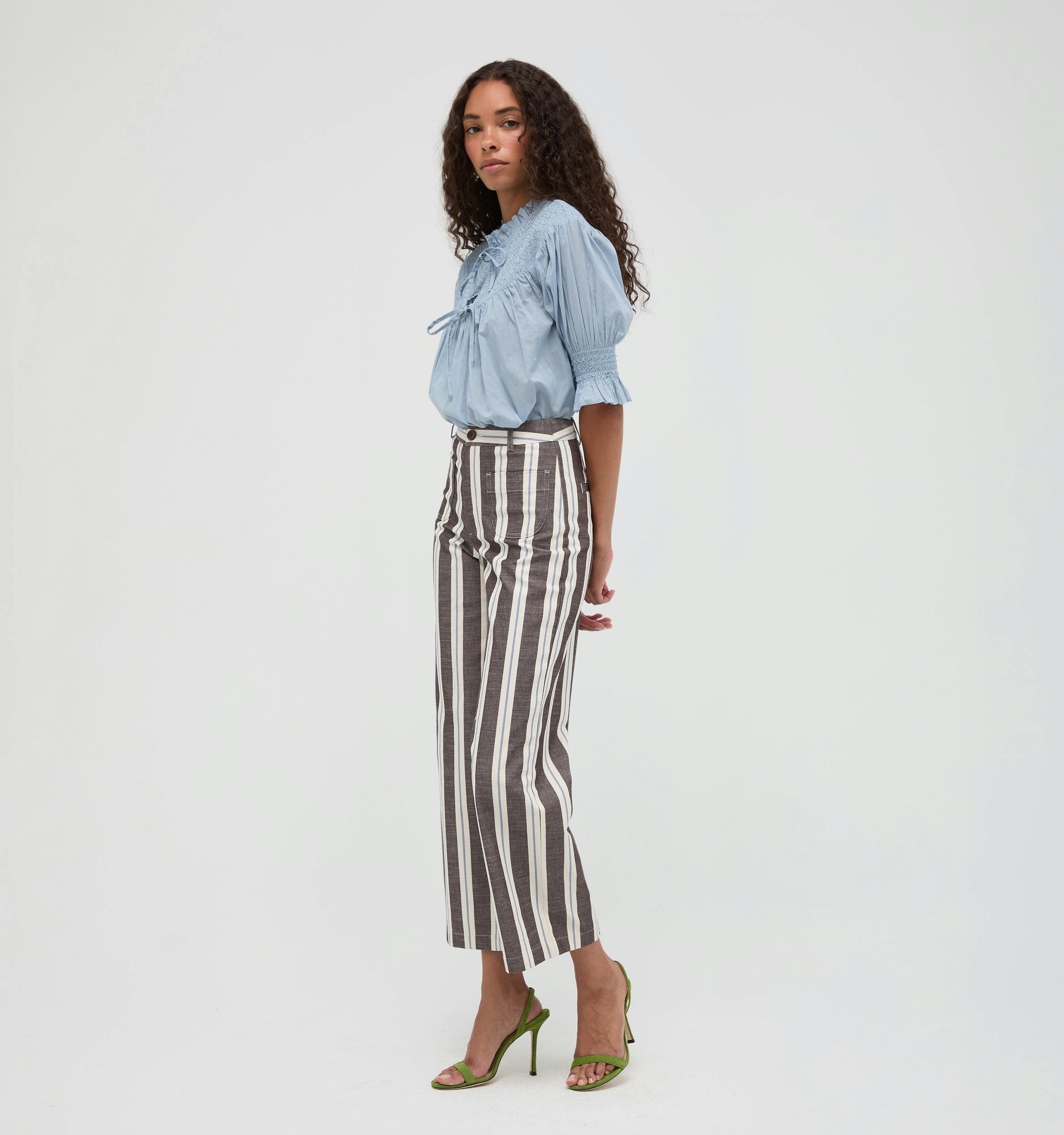 The Mindy Pant -  Coln Ticking Stripe Chocolate