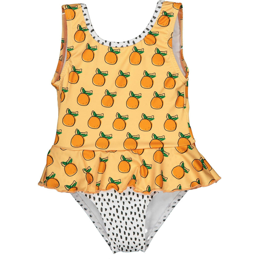 Oranges Print & Dots Swimsuit, Multi