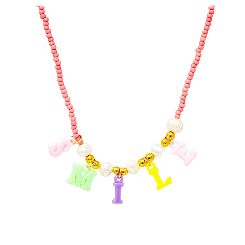 Smile Pink Bead Necklace