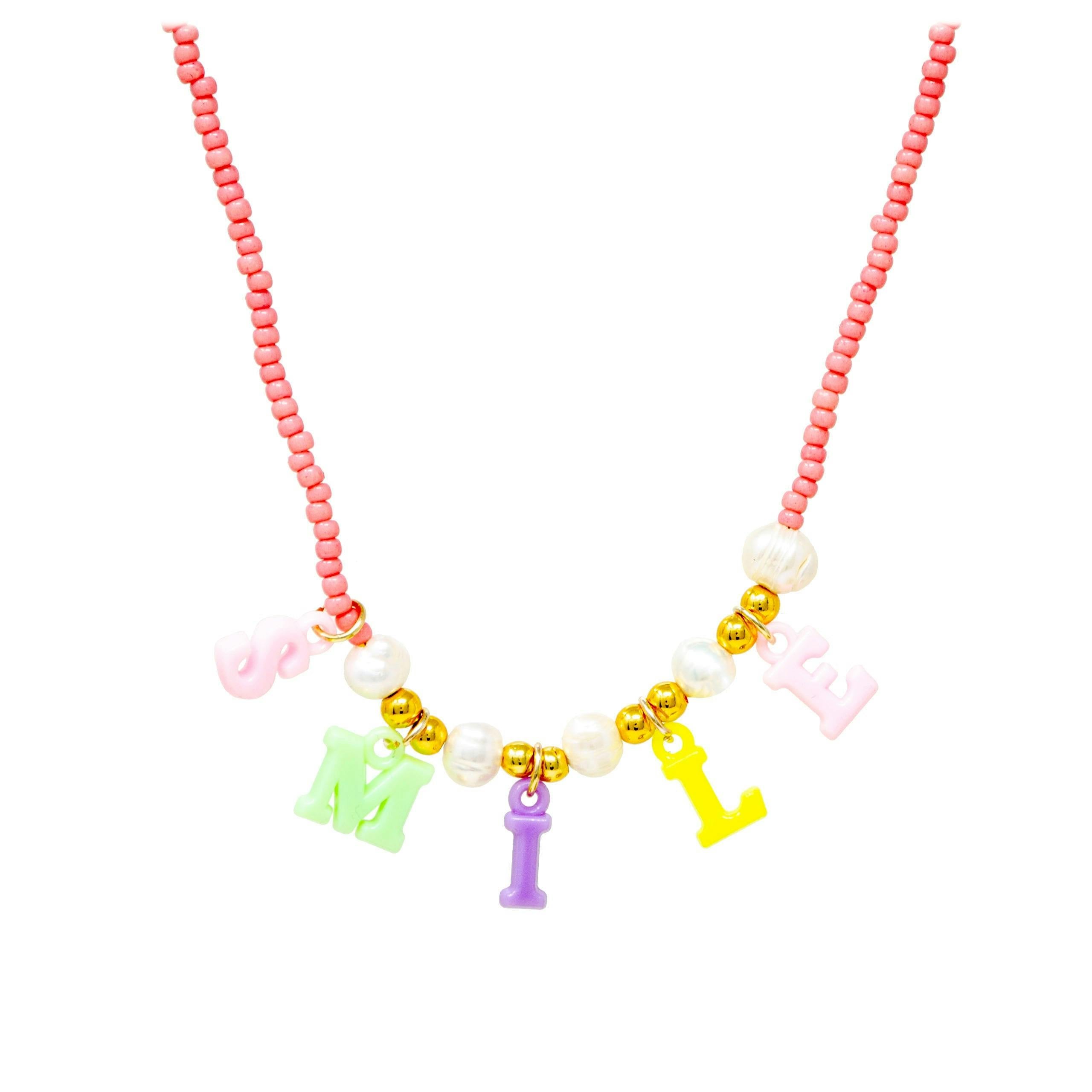 Smile Pink Bead Necklace