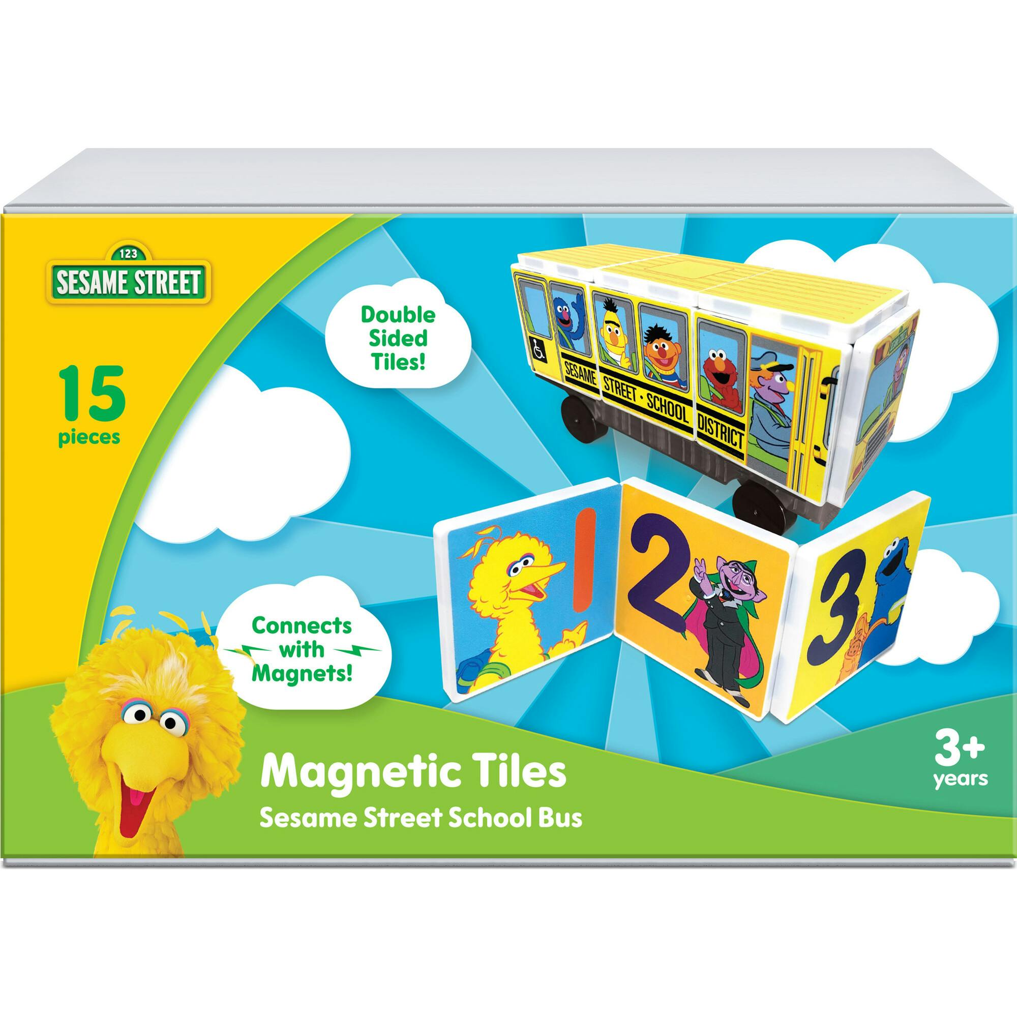 Sesame Street School Bus Magnetic tiles Structures