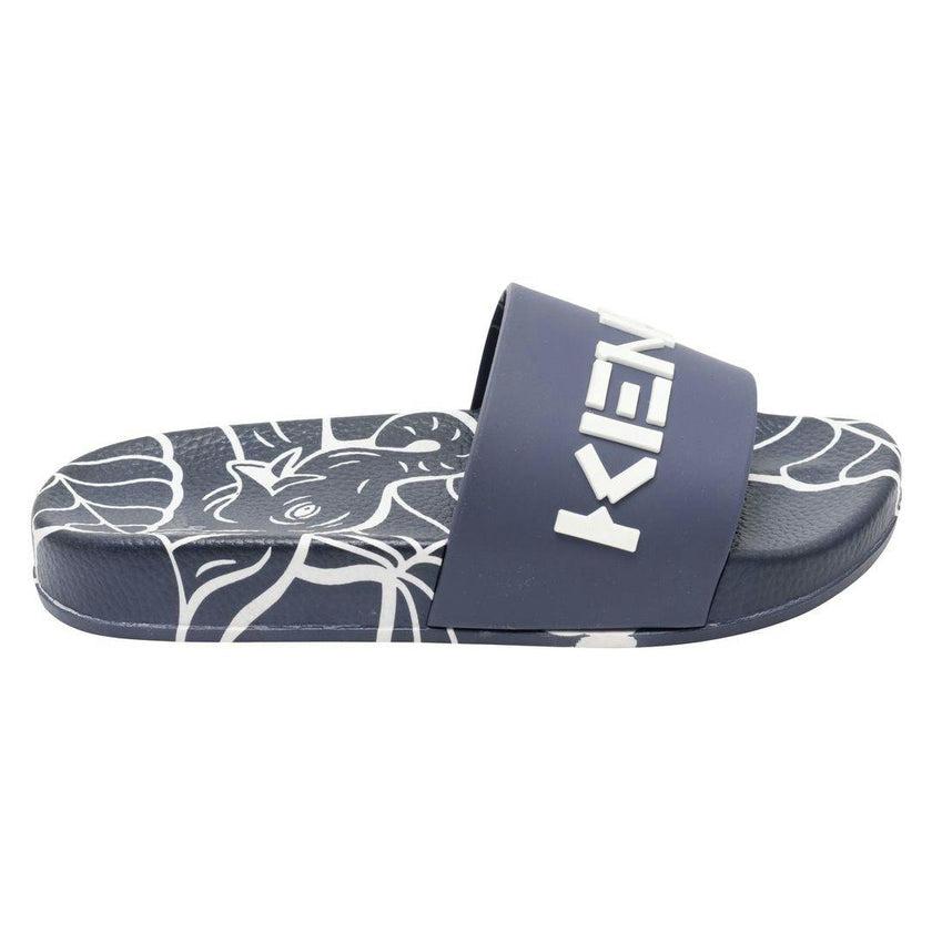 Navy Tiger Print Logo Slides