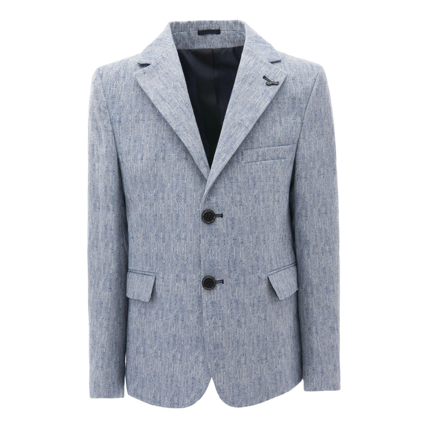 Blue Tweed Peak Lapel Blazer