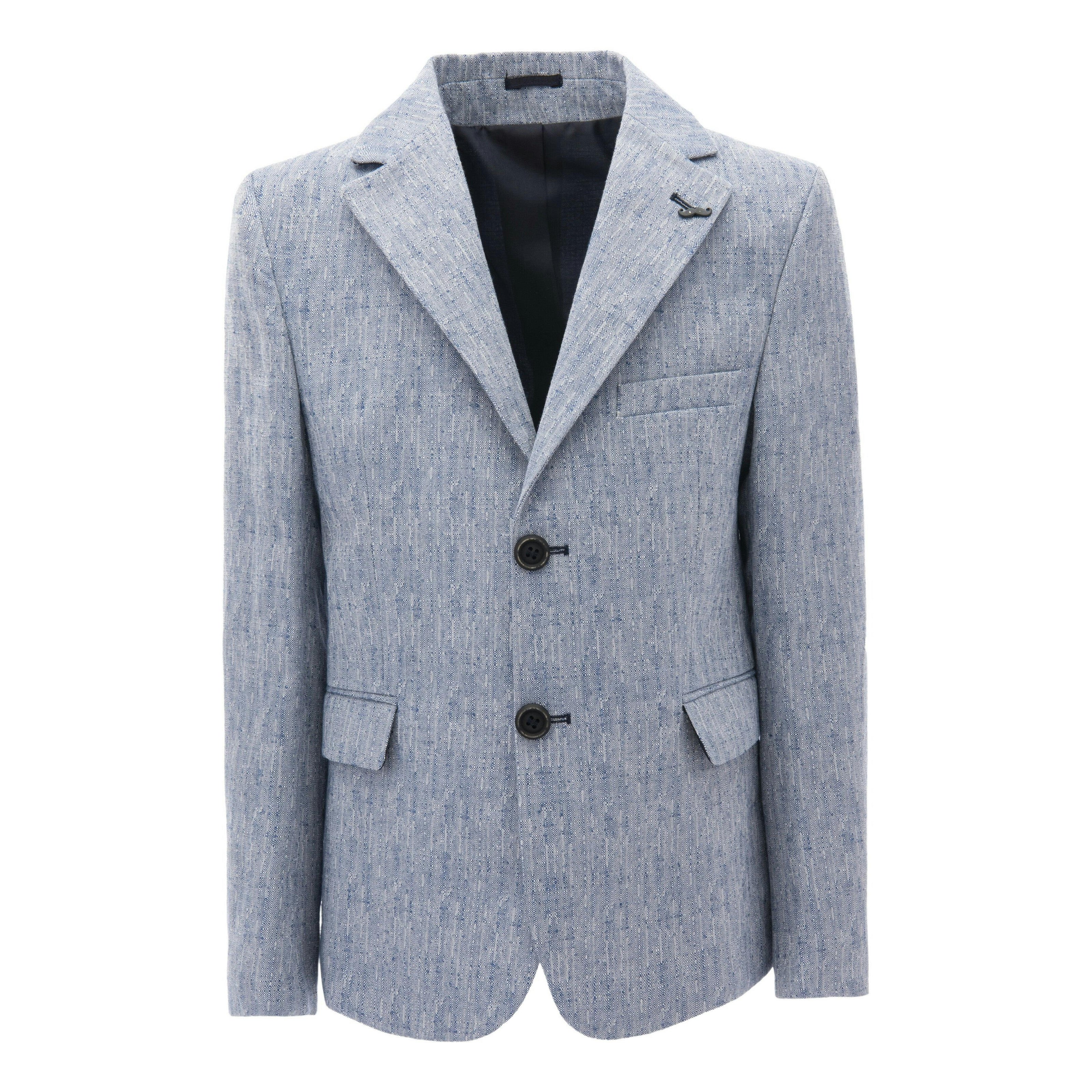 Blue Tweed Peak Lapel Blazer