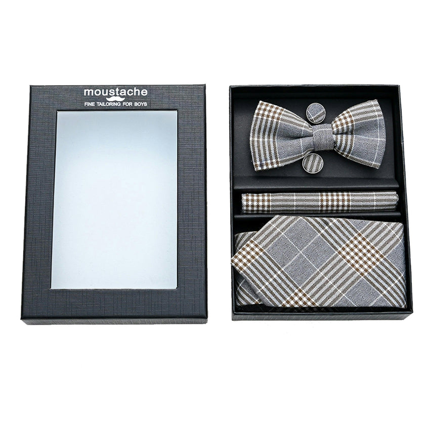 Brown Plaid Tie Set