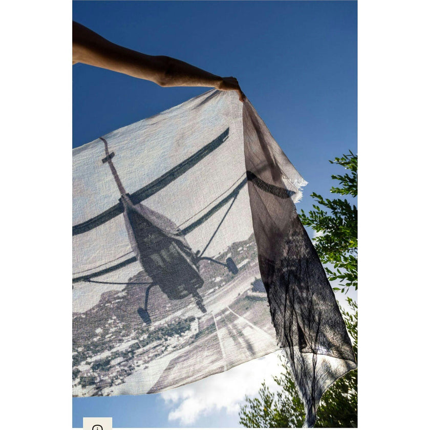 Cashmere St Barth Landing Print Dip Dye Saline Pareo Scarf