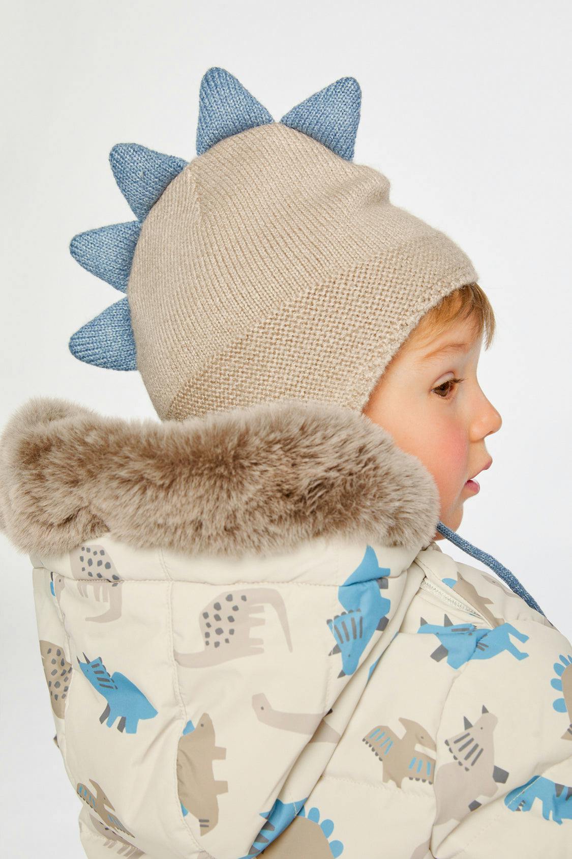 Baby Dino Winter Peruvian Knit Hat Light Taupe