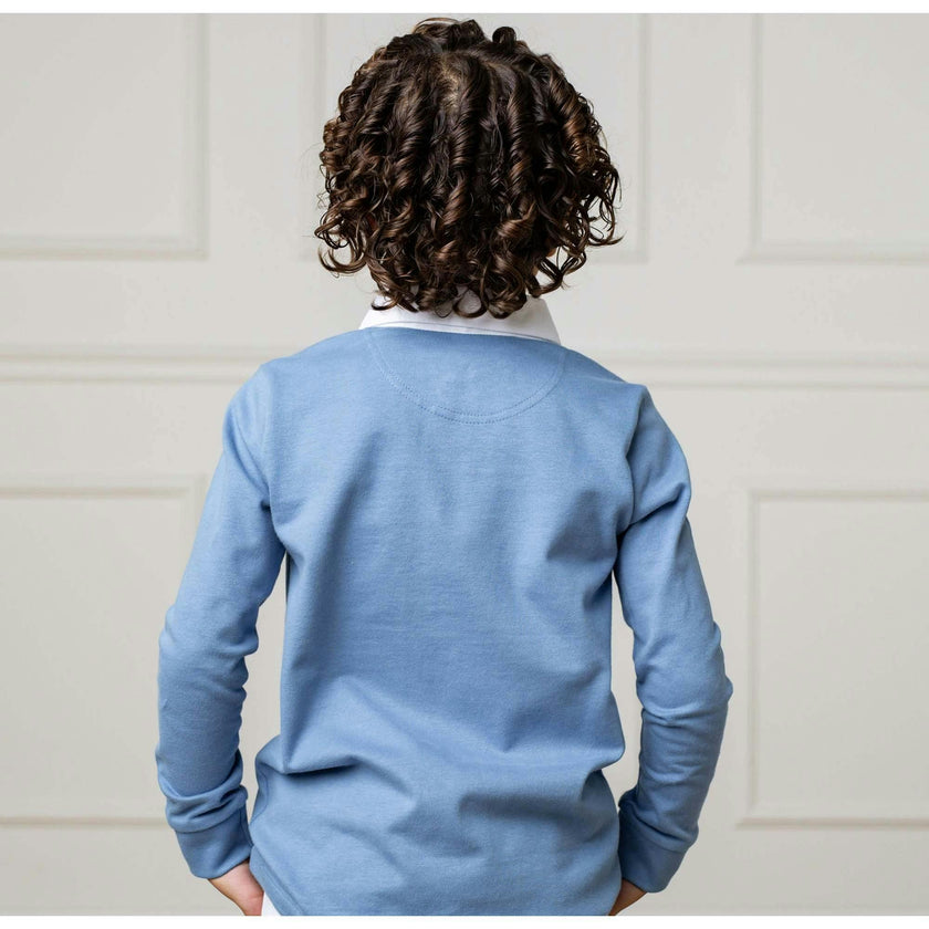 Organic Long Sleeve Rugby Shirt, Blue