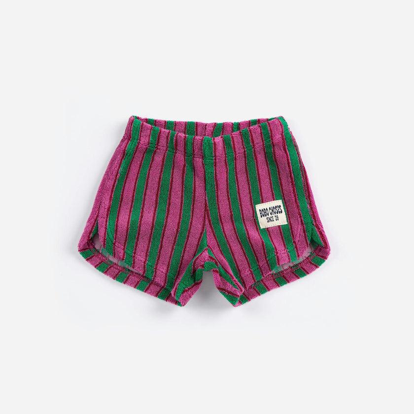 Striped terry cloth shorts