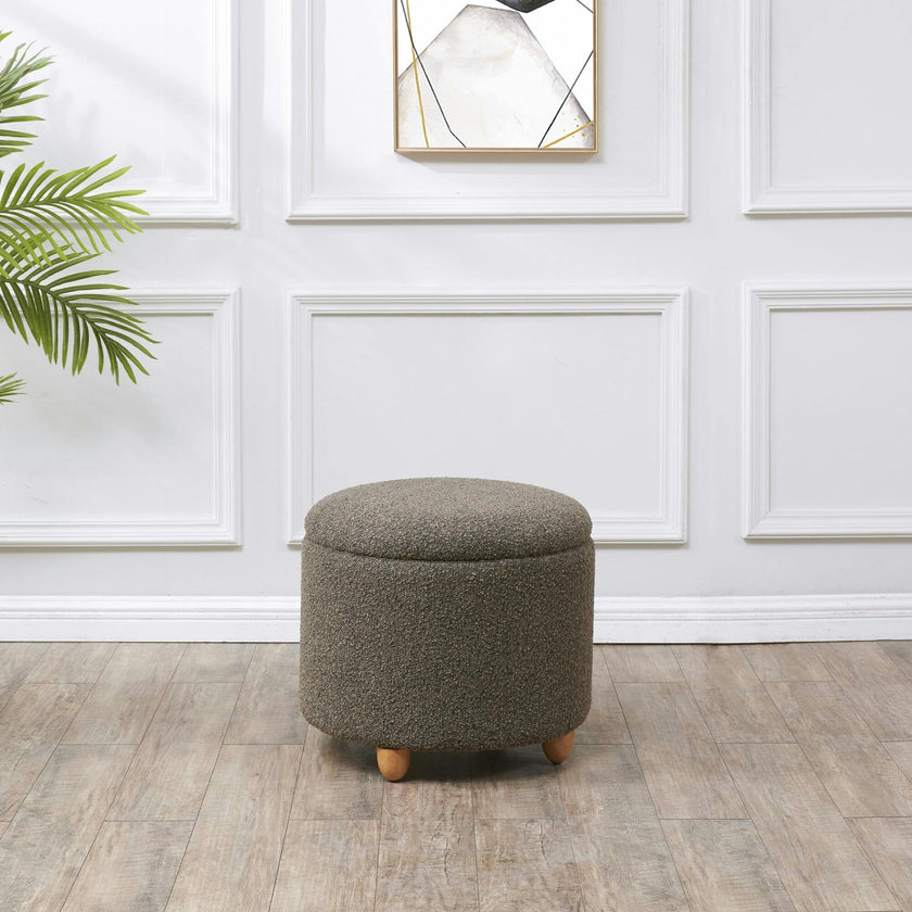 Mariabella Boucle Storage Ottoman / Dark Brown / Natural