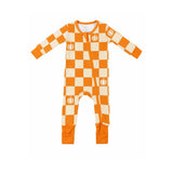 Baby Bamboo Pajamas w/ DreamCuffs® - Pumpkin Checkerboard