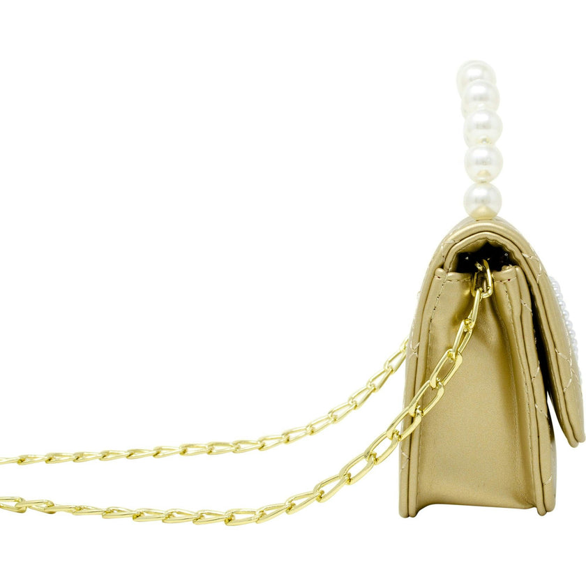 Quilted Pearl Handle Heart Bag