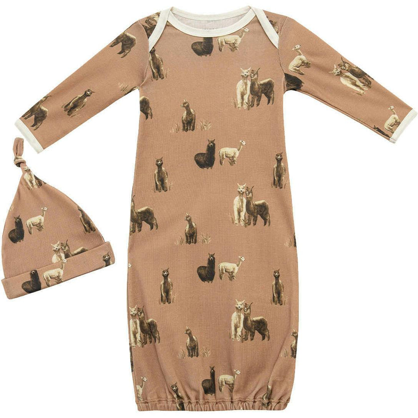 Organic Cotton Newborn Gown & Hat Set