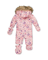 Baby One Piece Snowsuit Adapted For Car Seats Pink Mini Flower Print