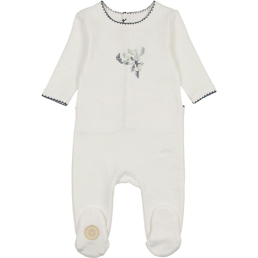 Heirloom Berry Footie Ivory & Blue