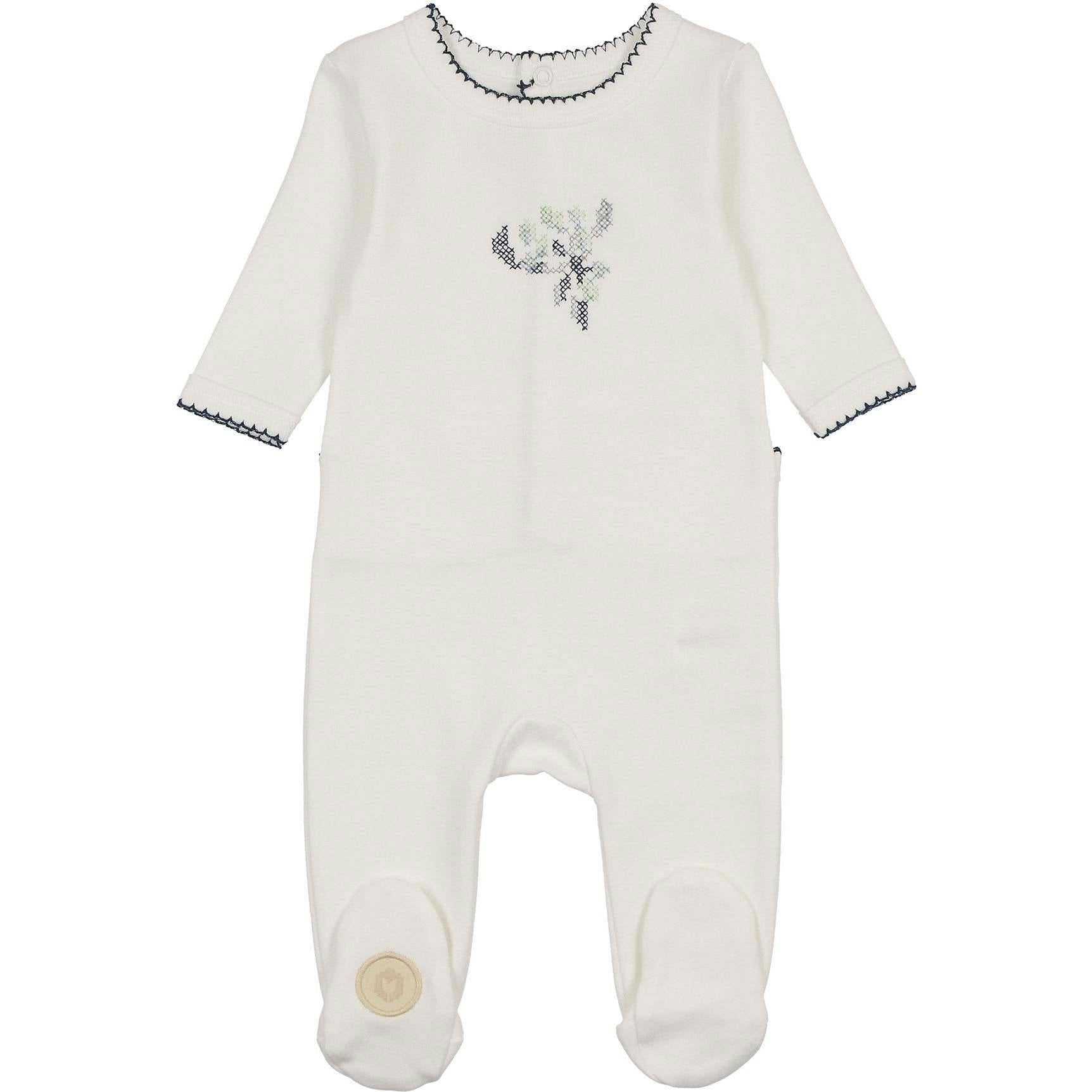 Heirloom Berry Footie Ivory & Blue