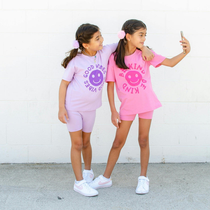 Happy Face "BE KIND" Message T-Shirt and Short Set Kids