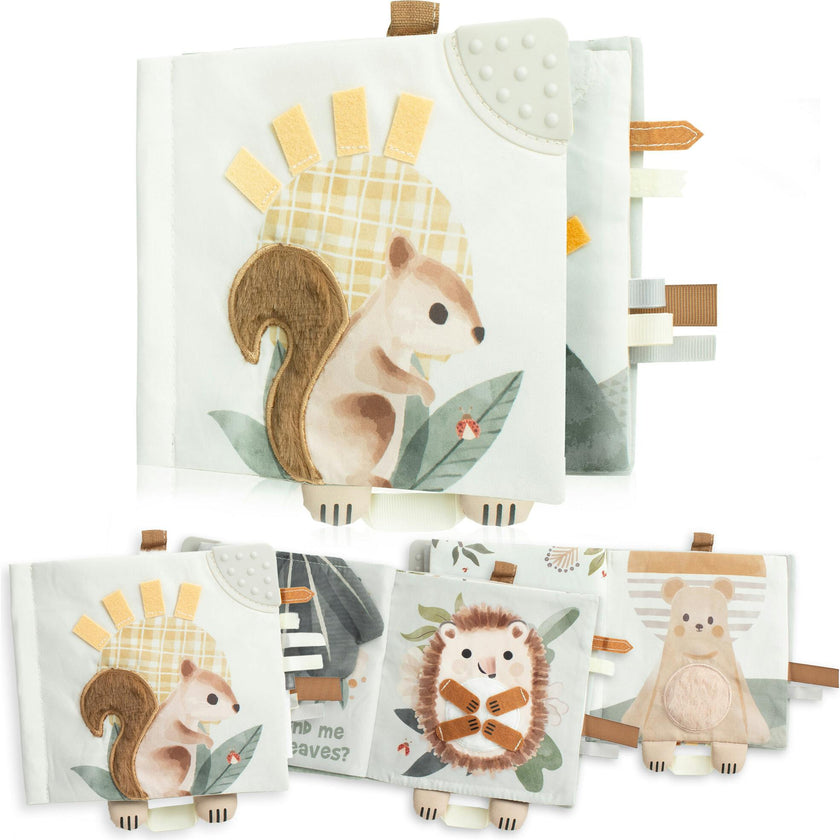 Soft Baby Book with Touch and Feel Pages - Sensory Book for Babies 0-6 Months with Textured Animals, Mirror & Crinkle Paper - Perfect for Baby Showers