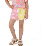 Girls Colorblocked Terry Short | Pink Floral