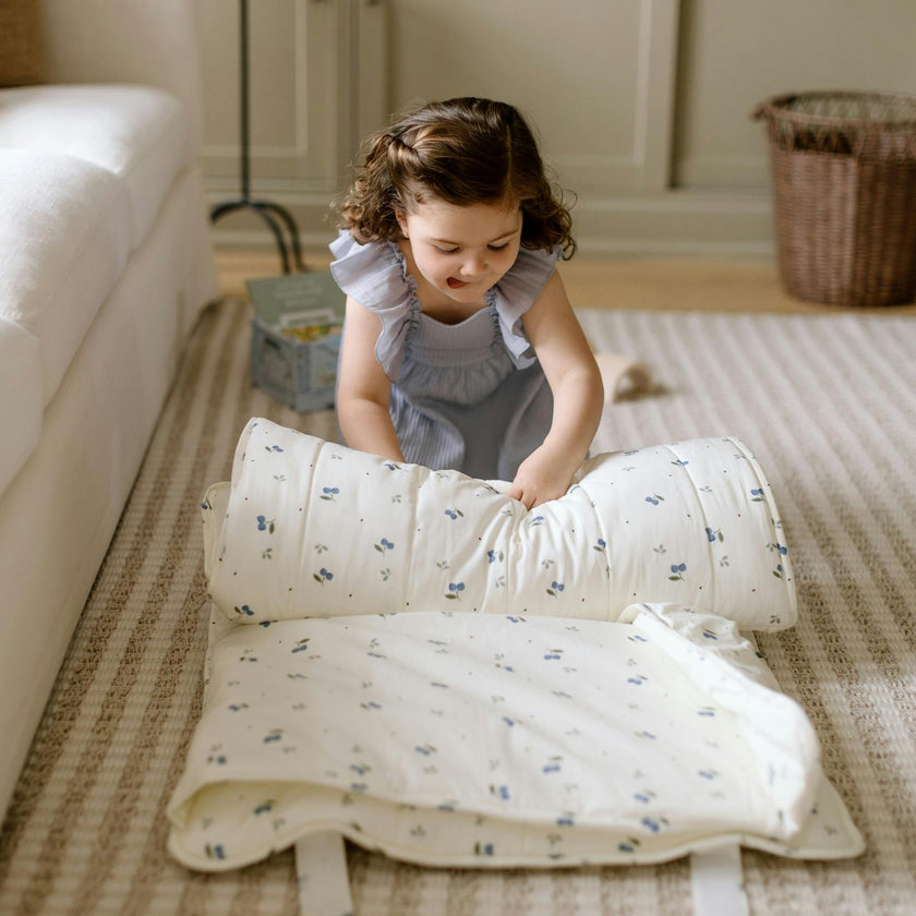 Organic Toddler Nap Roll-N-Rest Mat Set (Blueberry)