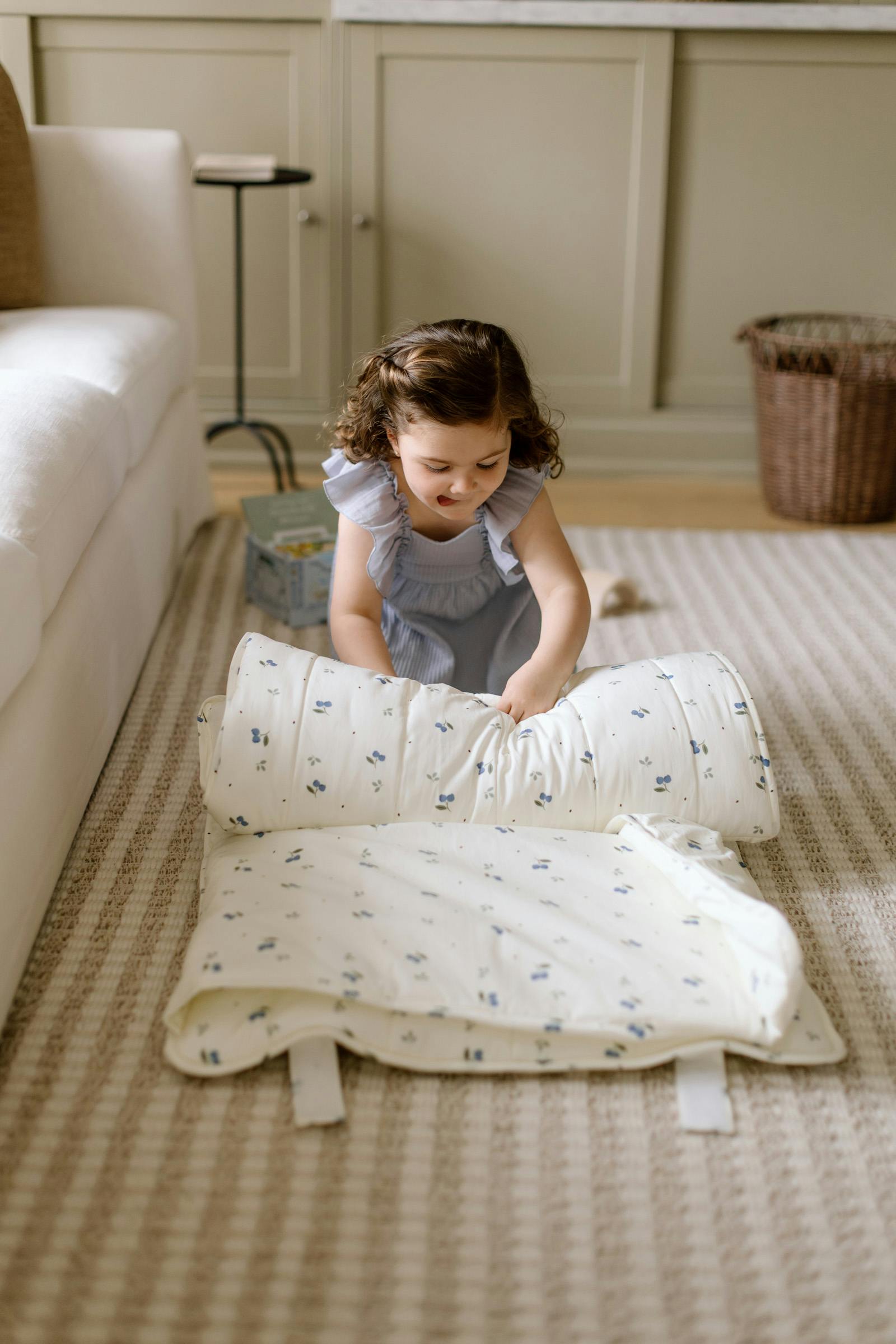 Organic Toddler Nap Roll-N-Rest Mat Set (Blueberry)